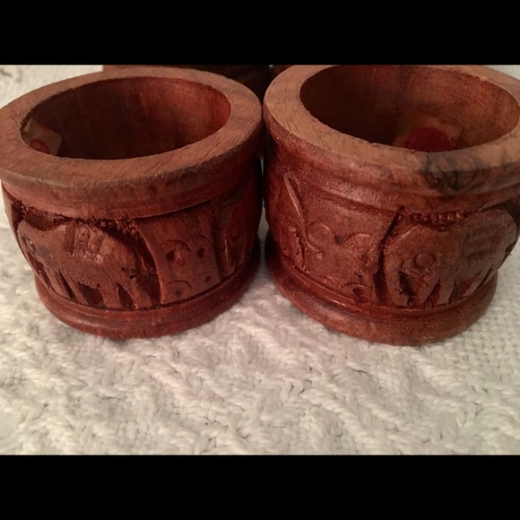 Vintage Wooden Elephant Napkin Rings -Set Of 6 - Picture 3 of 4